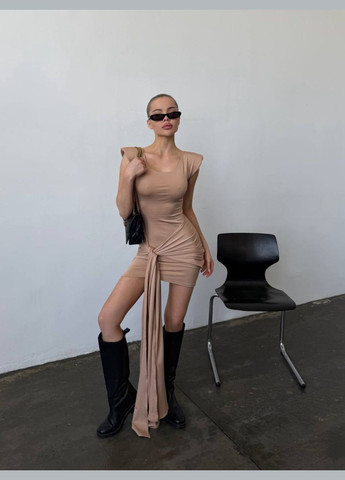 Бежева святковий, кежуал, коктейльна, вечірня жіноча сукня силуетна Україна