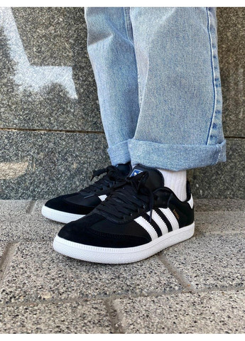 КРОССОВКИ ЖЕНСКИЕ ADIDAS SAMBA LOW BLACK WHITE АДИДАС САМБА No Brand чёрные демисезоны (369392814)
