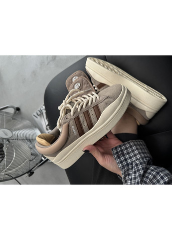 Бежеві Осінні кросівки чоловічі adidas campus x bad bunny beige / brown адідас кампус No Brand