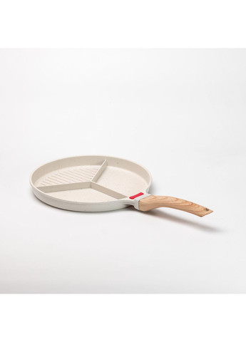 Сковорода гриль Ø 25 см на три секции с антипригарным покрытием круглая Бежевая Breakfast (360455312)