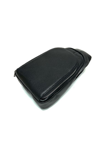 Кожаная черная мужская нагрудная сумка слинг на одно плечо из натуральной кожи No Brand (292404325)