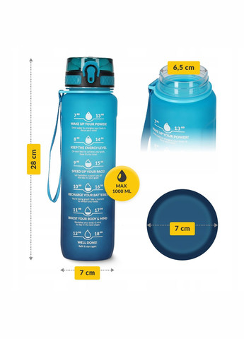 Бутылка для воды спортивная 1000 мл Sky Blue/Blue (P-5905973400763) 4FIZJO (301671664)