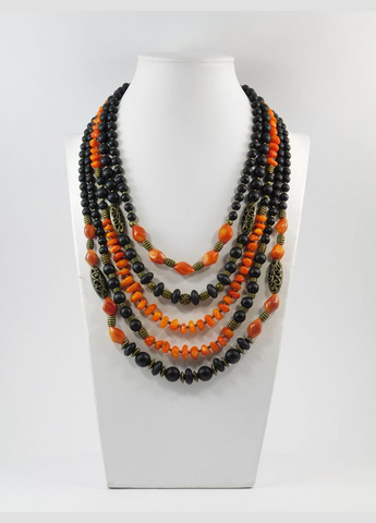 Эксклюзивные бусы "Феодосия" Коралл галтовка, Шунгит, рондель, 5-рядное Fursa fashion (322314215)