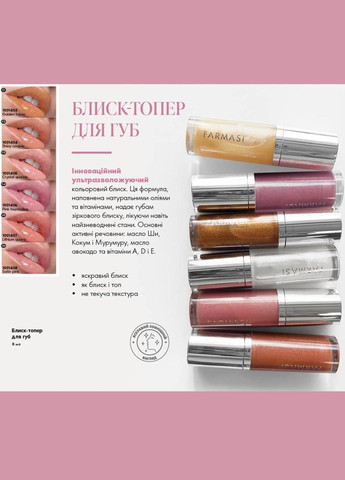 Блиск-топер для губ ультразволожуючий 04 Pink Tourmaline 8 мл Farmasi (294944613)