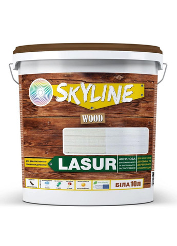 Лазурь декоративно-защитная для обработки дерева LASUR Wood 10 л SkyLine (289462300)