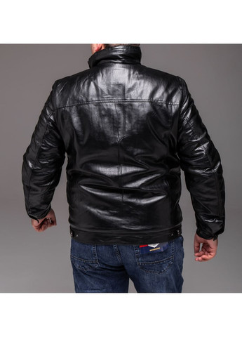 Черная мужская черная кожаная куртка на меху батал No Brand