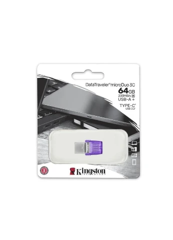 Флешка DataTraveler microDuo 3C 64 ГБ USB + Type-C срібляста Kingston (401877508)