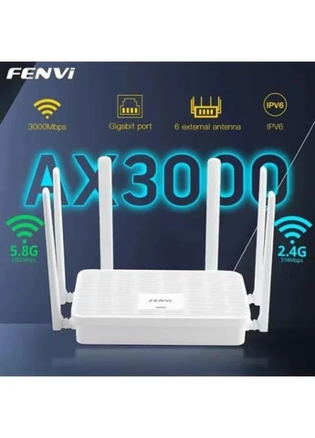 Роутер FV-AX3000WR, White, WiFi 6 (2.4GHz до 574 MB/s / 5GHz до 2402 MB/s), 3xGLan, 1xGWan, MU-MIMO, 6 внешних антенн Fenvi (360399253)