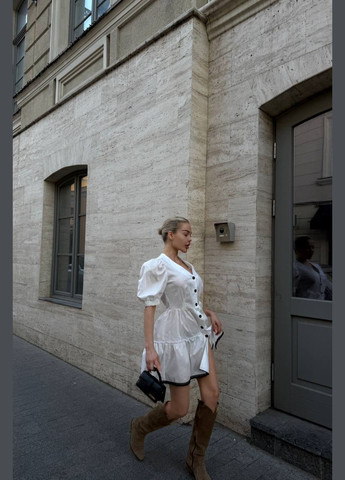 Білий повсякденний жіноча сукня на гудзиках Україна однотонна