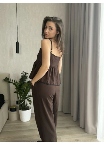 Костюм женский прогулочный, льняной топ+штаны Fashion (400312667)