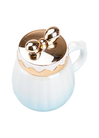 Чашка керамічна Life 500 мл з кришкою, блакитний градієнт TS Kitchen (323160073)