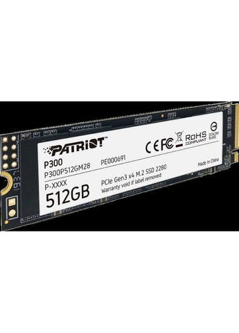 Накопичувач SSD M.2 512GB P300 NVMe 2280 (P300P512GM28) Patriot (360422258)