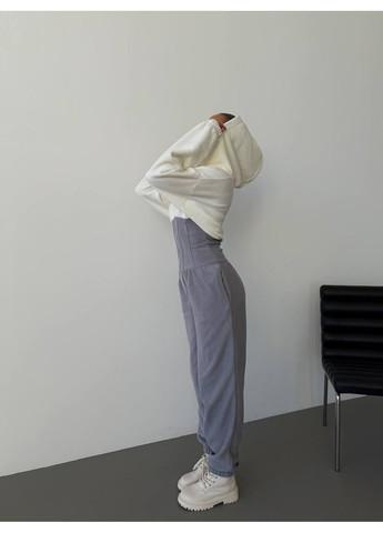 Комбінезон жіночий флісовий Style Point комбінезон-брюки однотонний сірий повсякденний, кежуал фліс