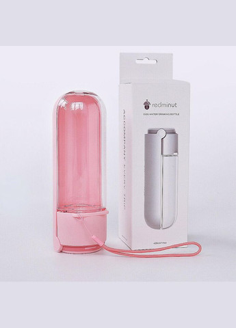 Портативна поїлка 420 мл, похідна пляшка для собак зі шнурком Рожевий Redminut (299915506)