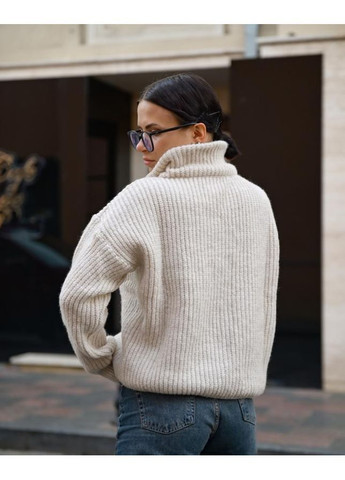 Бежевый зимний вязаный женский свитер No Brand