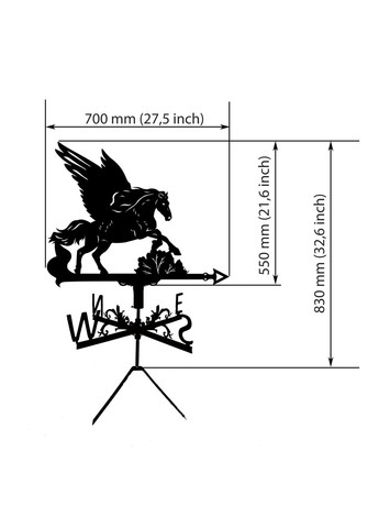 Флюгер на дом Пегас, флюгер на крышу из металла 2 мм No Brand (368896812)