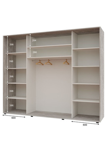 Шкаф-купе трехдверный Комфорт Мебель 270*60*210 см Бетон 3 двери ДСП Макси Комфорт Меблі (360435179)