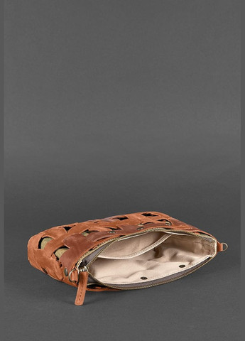 Шкіряна плетена жіноча сумка Пазл S світло-коричнева Crazy Horse (A-026646) BlankNote кросс-боди (327874207)