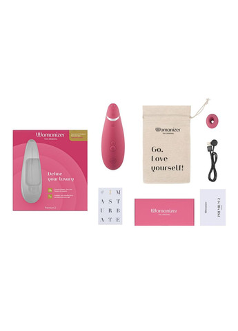 Вакуумный клиторальный стимулятор Womanizer Premium 2 - Raspberry, функции Autopilot и Smart Silence No Brand (366877253)