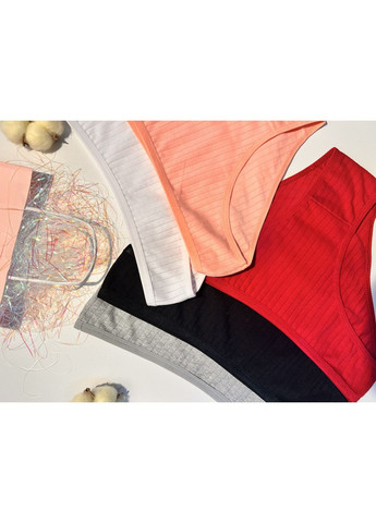 Набор женских хлопковых трусиков-слипов в рубчик, 5 шт, мягкий хлопок с эластаном, универсальные базовые цвета, р. S–L Finetoo (360788872)