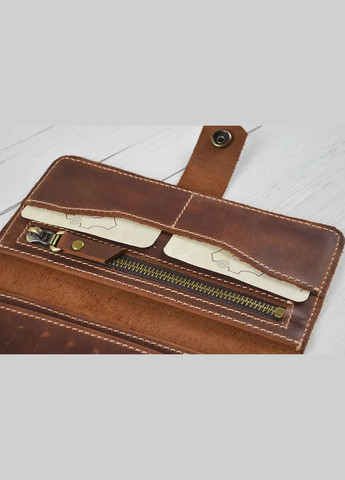 Чоловічий шкіряний гаманець лонгер купюрник з монетницею із натуральної шкіри світло-коричневий GS (329151466)