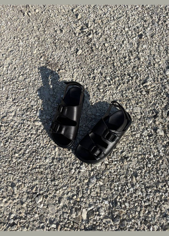 Темно-коричневые босоножки из натуральной кожи шоколад No Brand на липучке