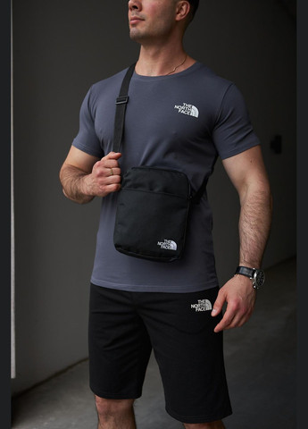 Комплект чоловічий : футболка темно-сіра + шорти чорні + барсетка чорна No Brand (359381359)