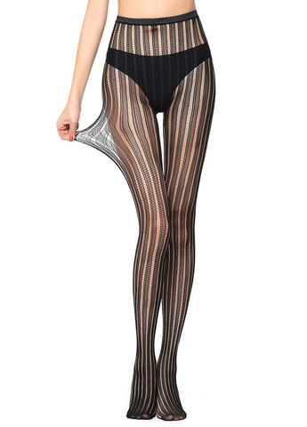 Колготки в сіточку з вертикальними смужками No Brand (331603849)