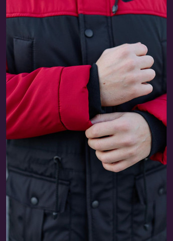 Парка зимняя мужская красно-черная No Brand (309214467)