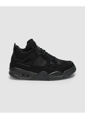 Черные летние кроссовки nike air jordan retro 4 black cat найк аир джордан No Brand
