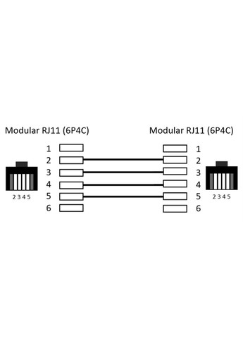 Кабель телефонний RJ11 M/M (тато/тато) 15.0m плаский 6P4C AWG28 1:1 Goobay (369645784)