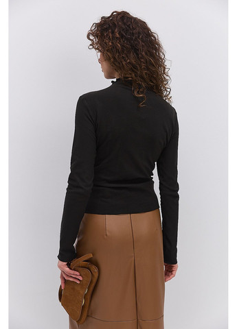 Жіночий флісовий лонгслів чорний з вертикальними швами навиворіт Arjen (370601816)