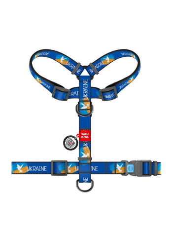 Шлей для собак анатомічний з QR-паспортом, малюнок "Ukraine", розмір S(A:30-40 см, B:30-50 см), ширина 15 мм Collar (367725352)