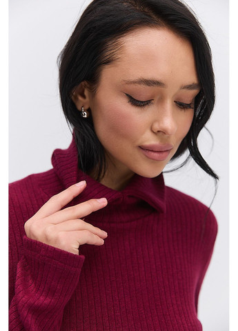 Женский теплый лонгслив в рубчик со стоячим отложным воротником Arjen (366748801)