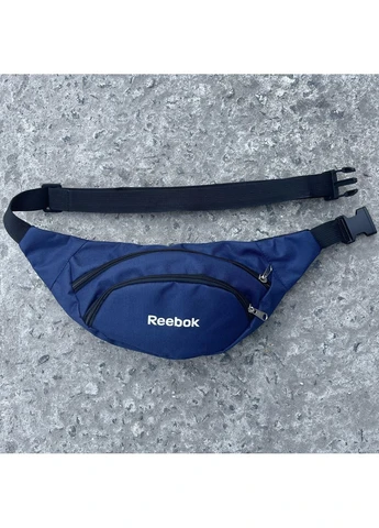 Бананка синяя Reebok белая накатка спортивная женская мужская сумка на пояс через плечо нагрудная городская тканевая оксфорд No Brand (401462072)