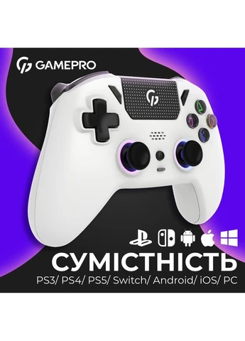 Геймпад GPS20W 2.4G/BT 5.1/USB (Switch/PC/PS/iOS/Android) RGB White (GPS20W) GAMEPRO (395828768)