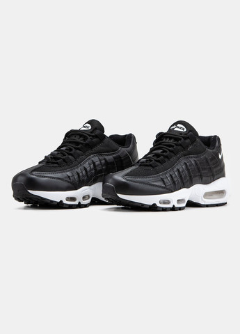 Чорні всесезон кросівки чоловічі nike air max 95 black white | найк аір макс 95 чорні білі No Brand