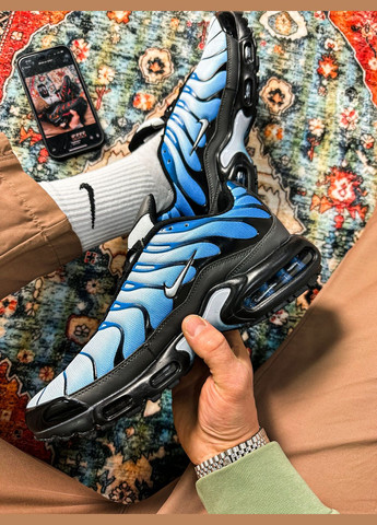 Голубые демисезонные кроссовки мужские nike air max tn plus chilly blue black | найк аир макс тн голубые черные No Brand