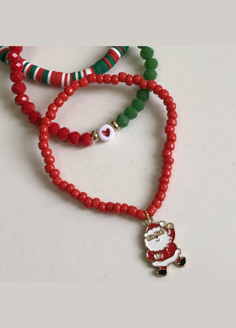Набір новорічних браслетів з бісеру різдвяні браслети з підвіскою санта (12-277) No Brand (314931266)