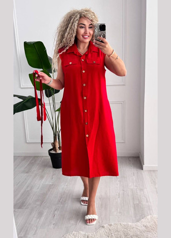 Красное повседневный платье DK/DL Мода без кордонів однотонное