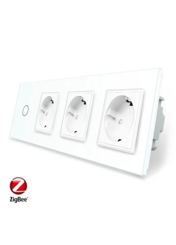 Розумний сенсорний ZigBee вимикач 1 сенсор 3 розетки скло (VL-C701Z/C7C3EU-11) Livolo (375456798)