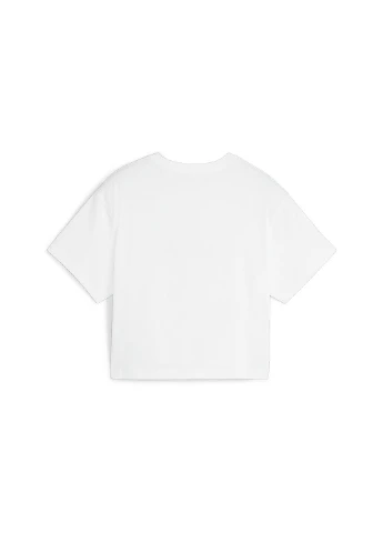 Біла демісезонна дитяча футболка girls logo cropped tee youth Puma