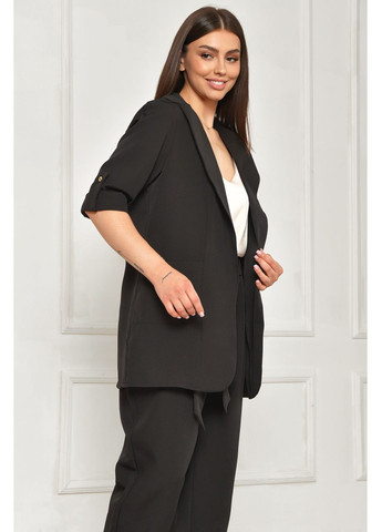Черный женский пиджак женский однотонный черного цвета Let's Shop однотонный - демисезонный