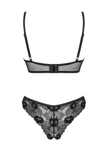 Чорний демісезонний комплект білизни мереживний serena love set Obsessive