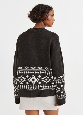 Серый зимний жаккардовый свитер джемпер H&M