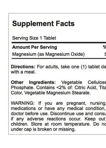 Puritan's Pride Magnesium 500 mg 250 Tabs Puritans Pride (257495210)