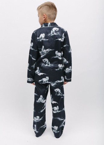 Серая всесезон пижама детская унисекс 6878 рубашка + брюки Cyberjammies Atlas