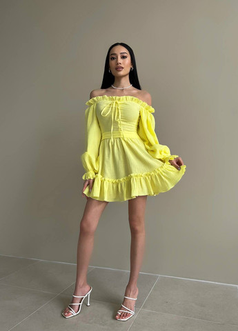 Желтое женское платье с рюшами цвет желтый р.42/44 432166 New Trend
