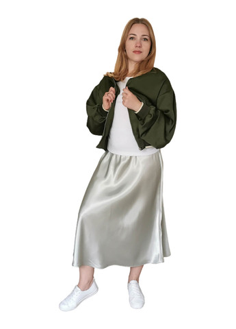 Серо-зеленая кэжуал юбка Luvete а-силуэта (трапеция)