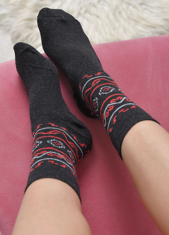 Шкарпетки жіночі з малюнком темно-сірого кольору розмір 36-40 Let's Shop (273176789)